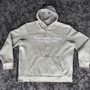 Abercrombie & Fitch Men's Cream Hoodie Sweater